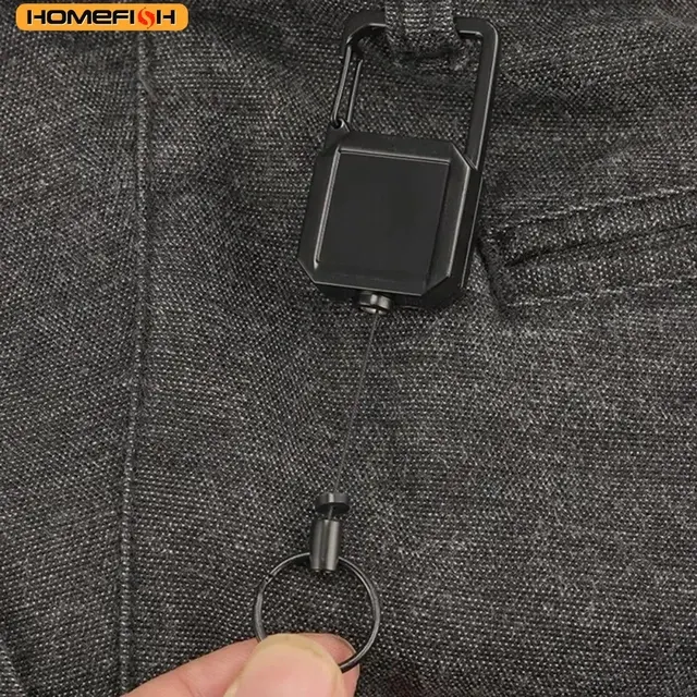 Einziehbarer Stahlseil-Schlüsselanhänger mit Karabiner 4