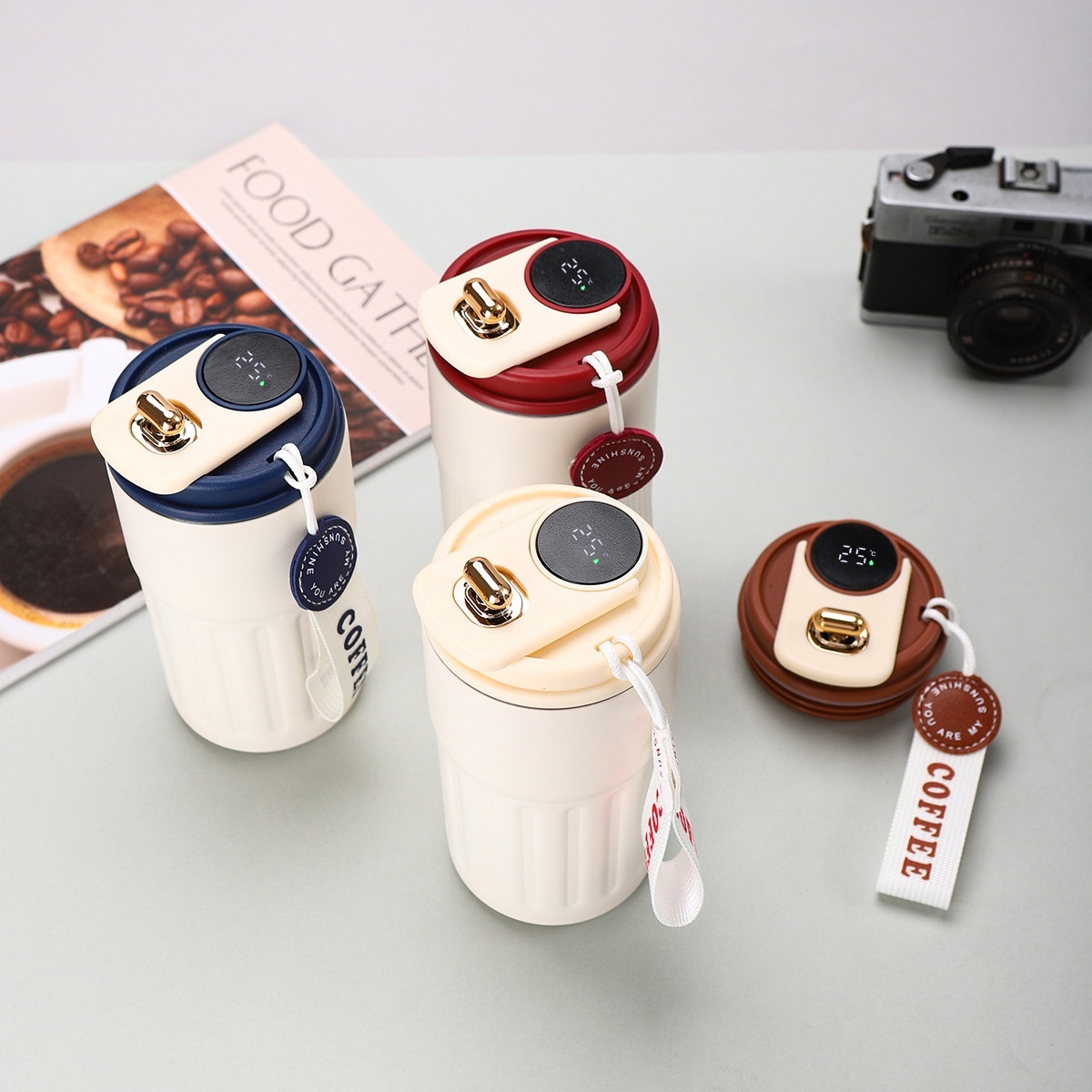 Isolierte Edelstahl-Kaffeetasse mit Temperaturanzeige 4