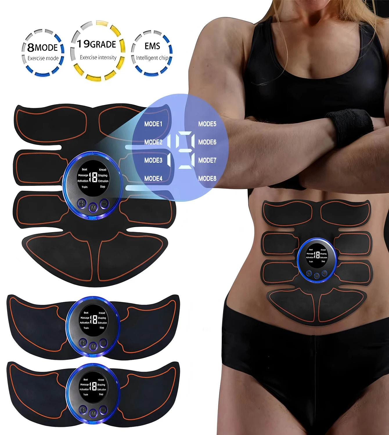USB-Bauchmuskelstimulator mit Armpatches 3