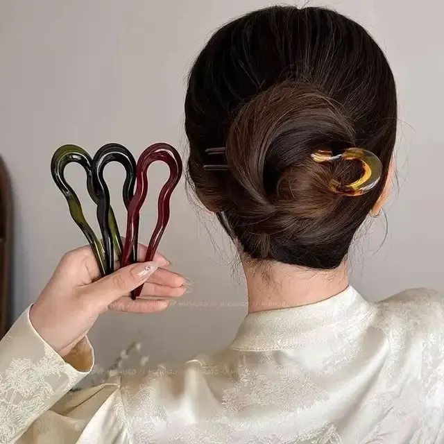 Geometrische Haarnadel aus Schildpatt-Acetat 2