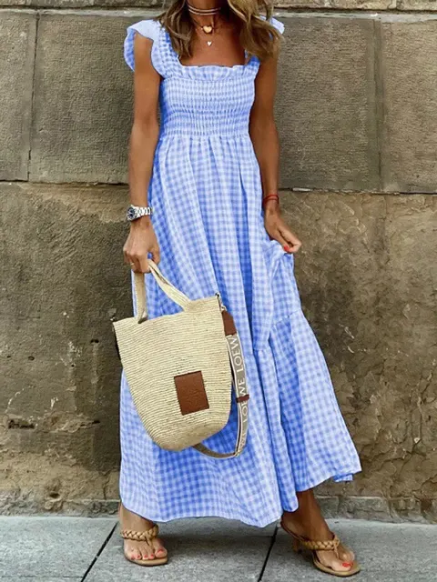 karriertes Slip-Maxikleid 4