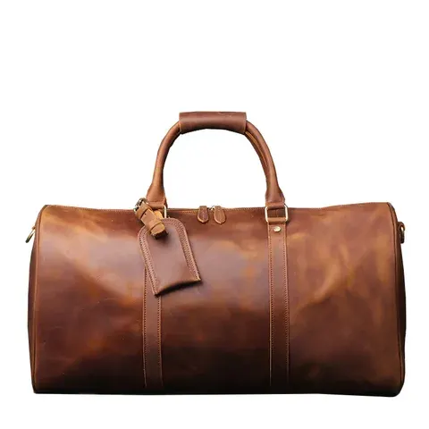 Wasserdichte Vintage Lederreisetasche mit Geometrie-Muster