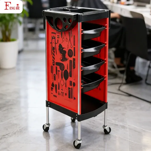Mehrfarbiger Beauty-Rollwagen für Friseure 4