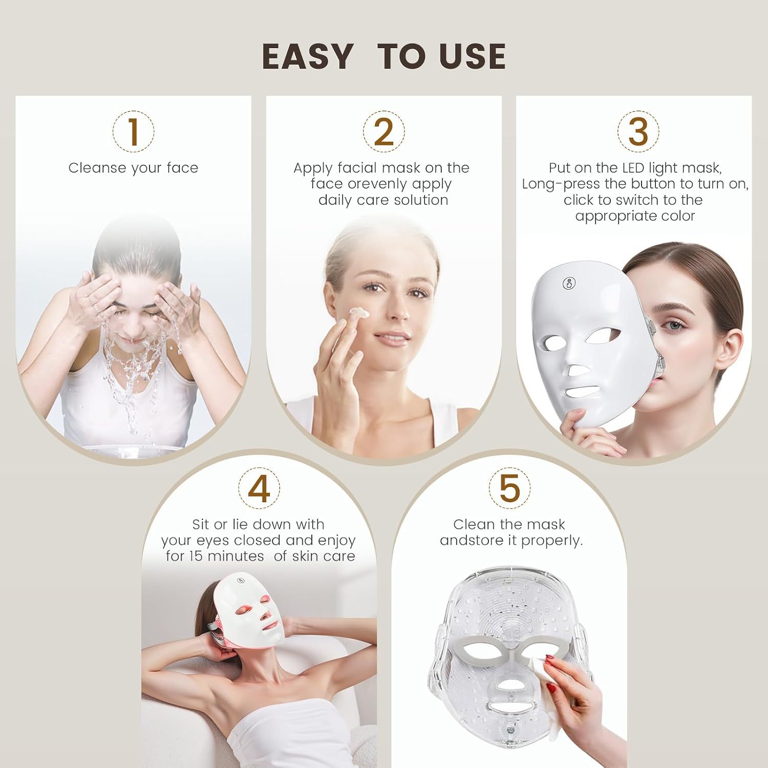 LED-Lichttherapie Gesichtsmaske aus Silikon 2