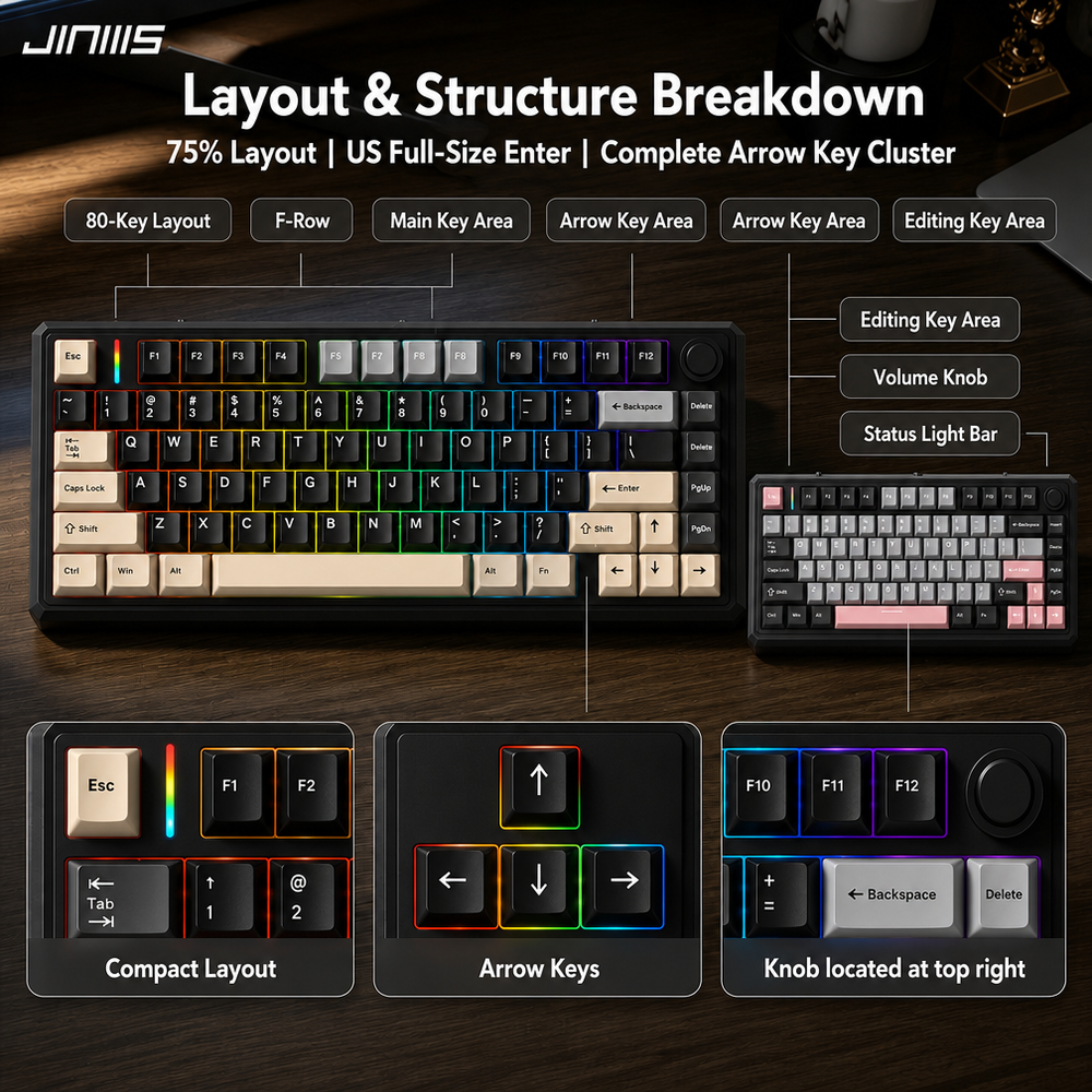 Mechanische 75%-Gaming-Tastatur mit Drehknopf 2