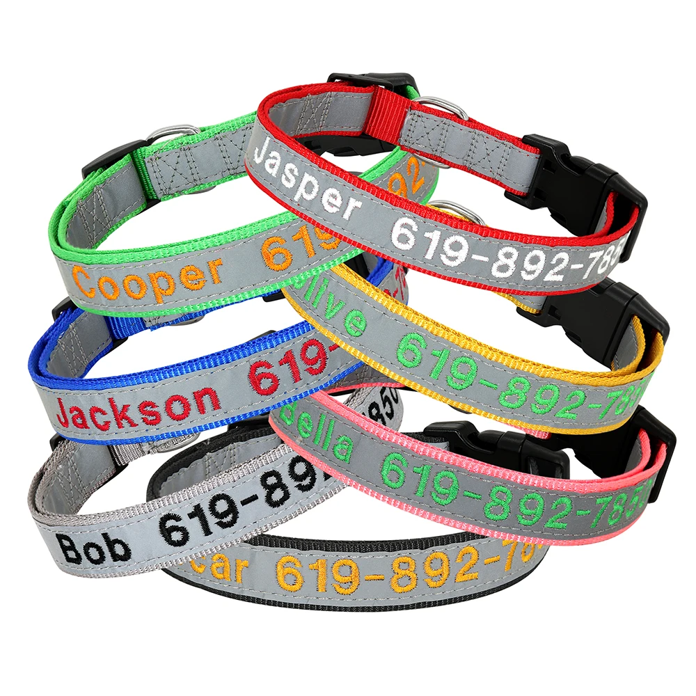 Verstellbares besticktes Hundehalsband mit ID 2