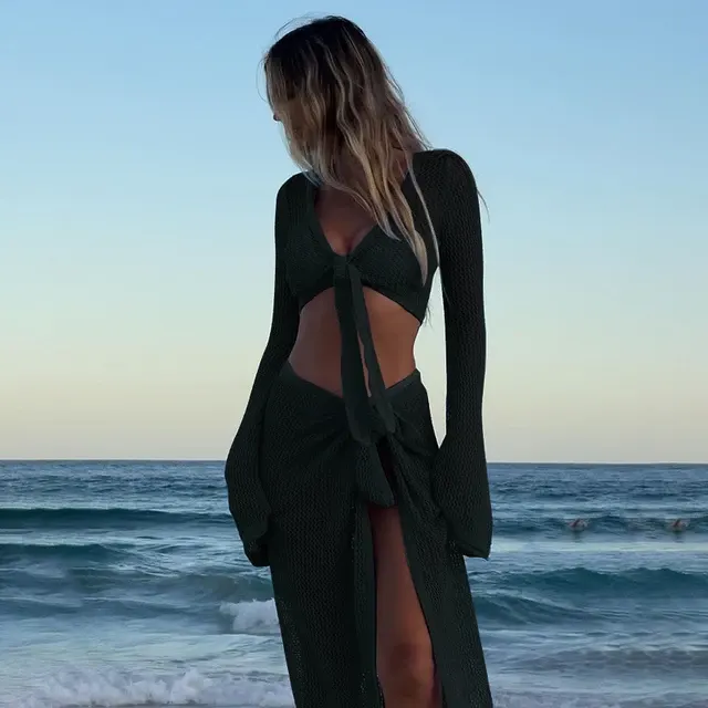 Strick-Crop-Top mit Rock Set 2