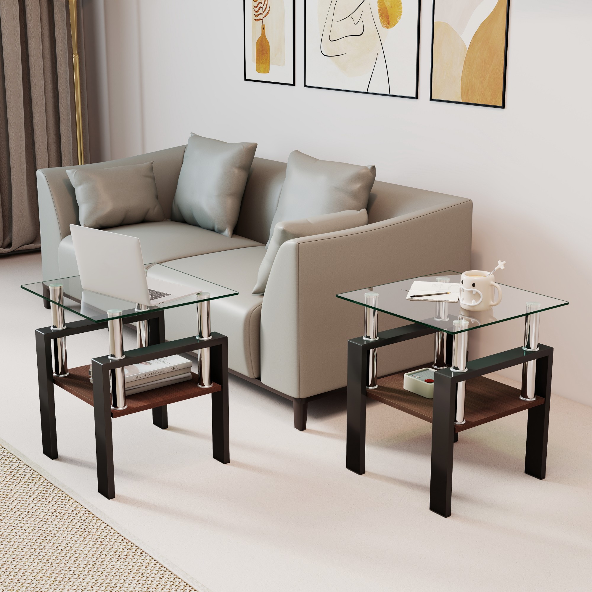 Glas-Beistelltisch Set