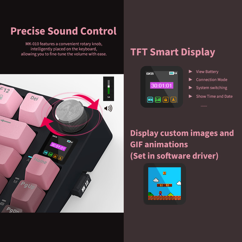 Mechanische RGB Gaming Tastatur mit Drehregler-Display 3