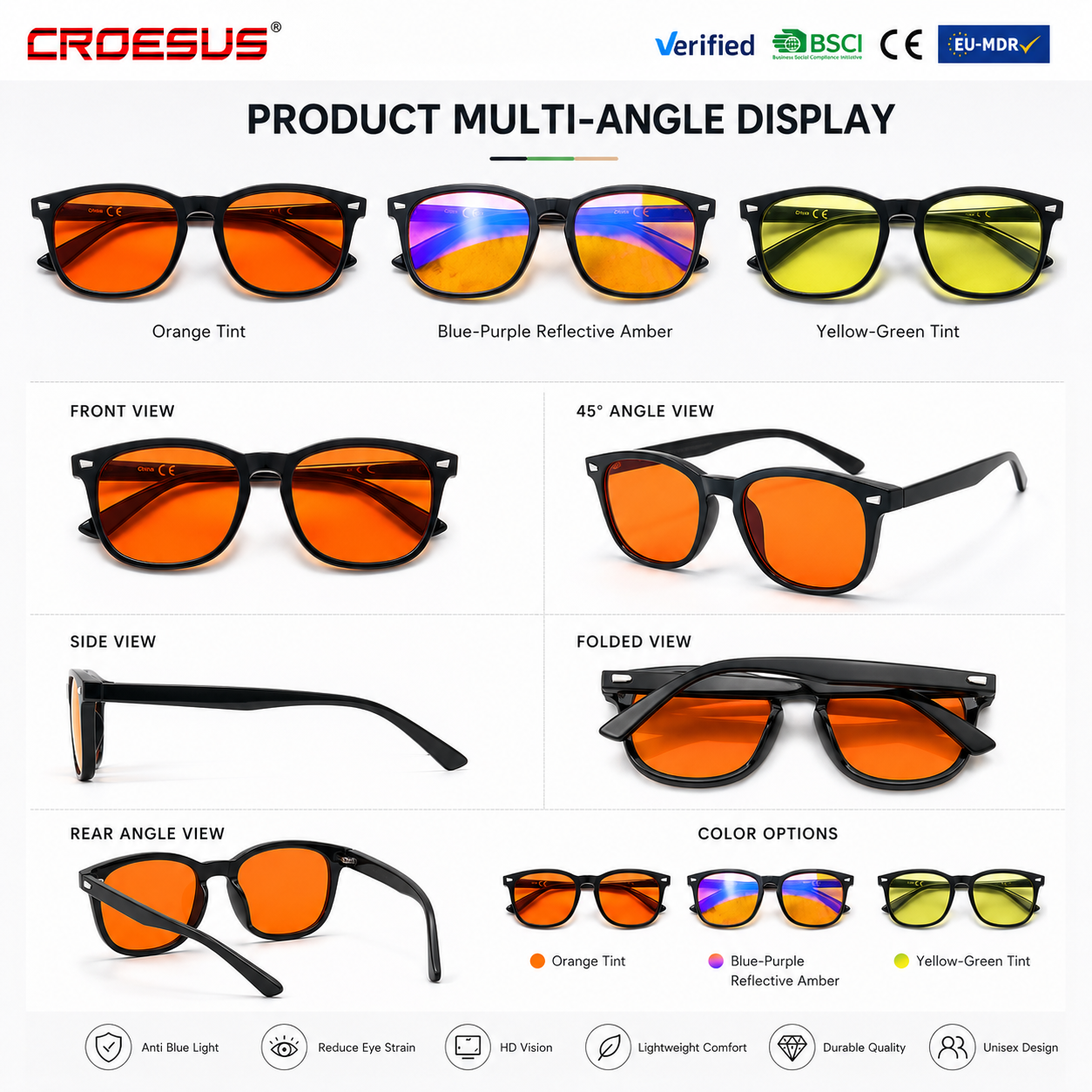 Leichte Rechteck Blaulichtbrille Gaming Unisex 4