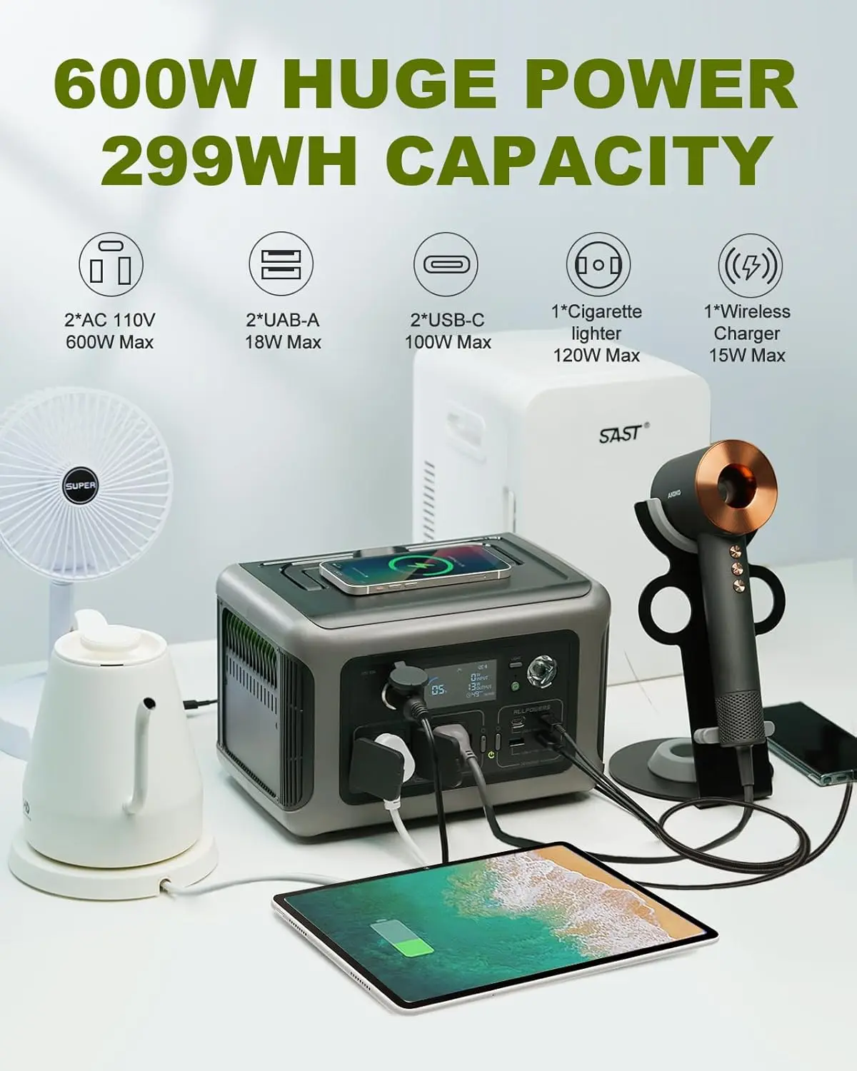 Outdoor Powerstation 299 Wh LiFePO4 Akku 4