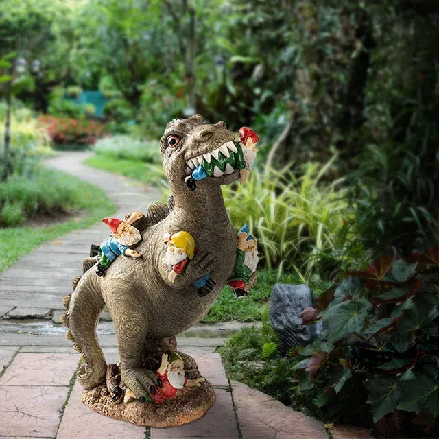 Harz-Figur Dinosaurier gegen Zwerg 2