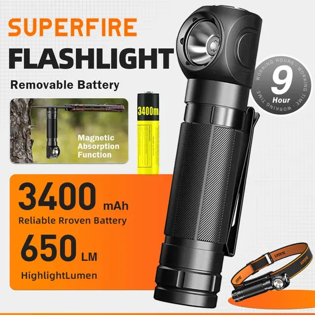 Wiederaufladbare LED-Stirnlampe mit Magnet-Endstück 2