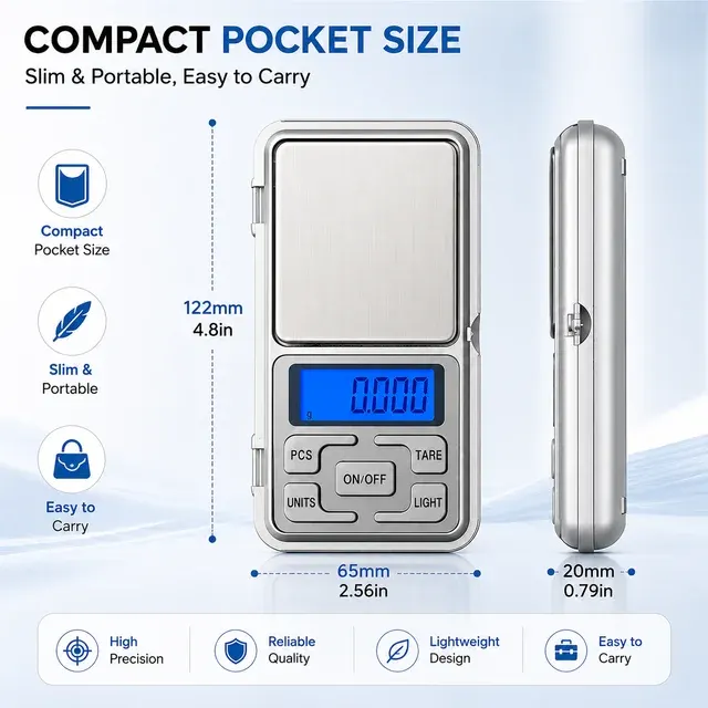Mini-Taschenwaage 500 g, 0,01 g Genauigkeit 3