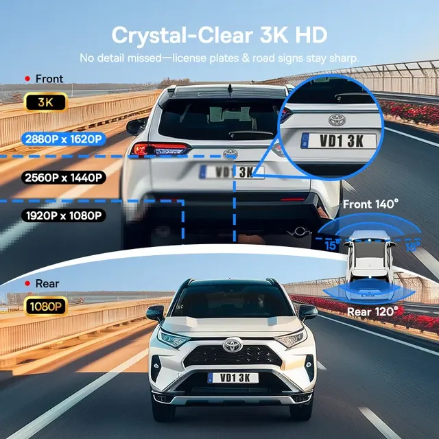 3K-Dashcam mit Vorder- und Rückkamera 3