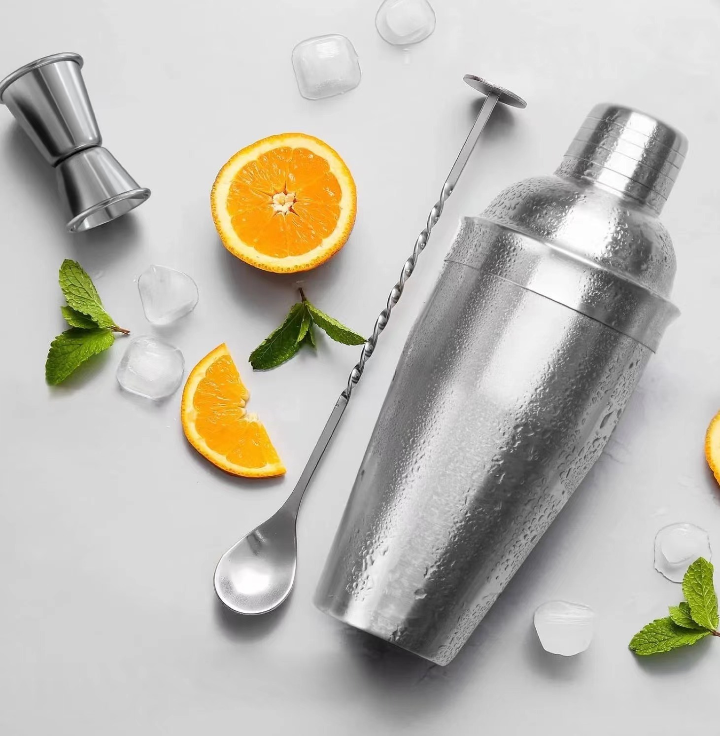 Edelstahl-Barset mit Cocktailshaker