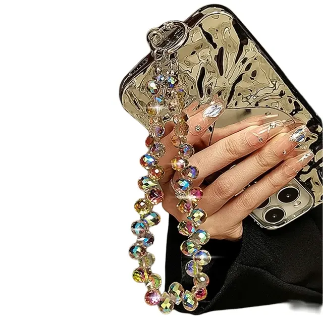 Diamant-Handgelenk-Handykette mit Regenbogen-Perlen 2
