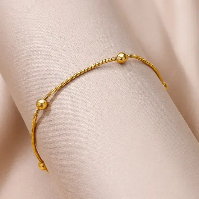 Vintage-Perlen-Fußkette aus Edelstahl 2