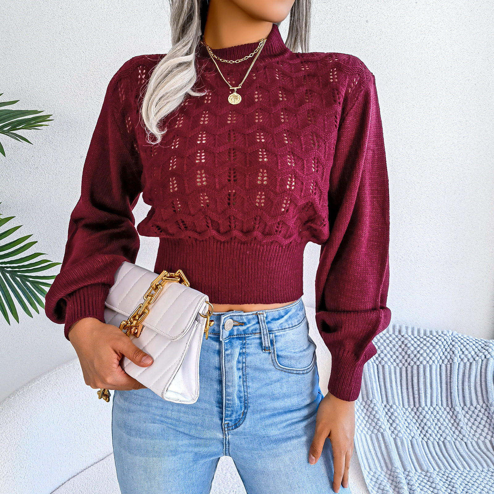 Cropped Strickpullover