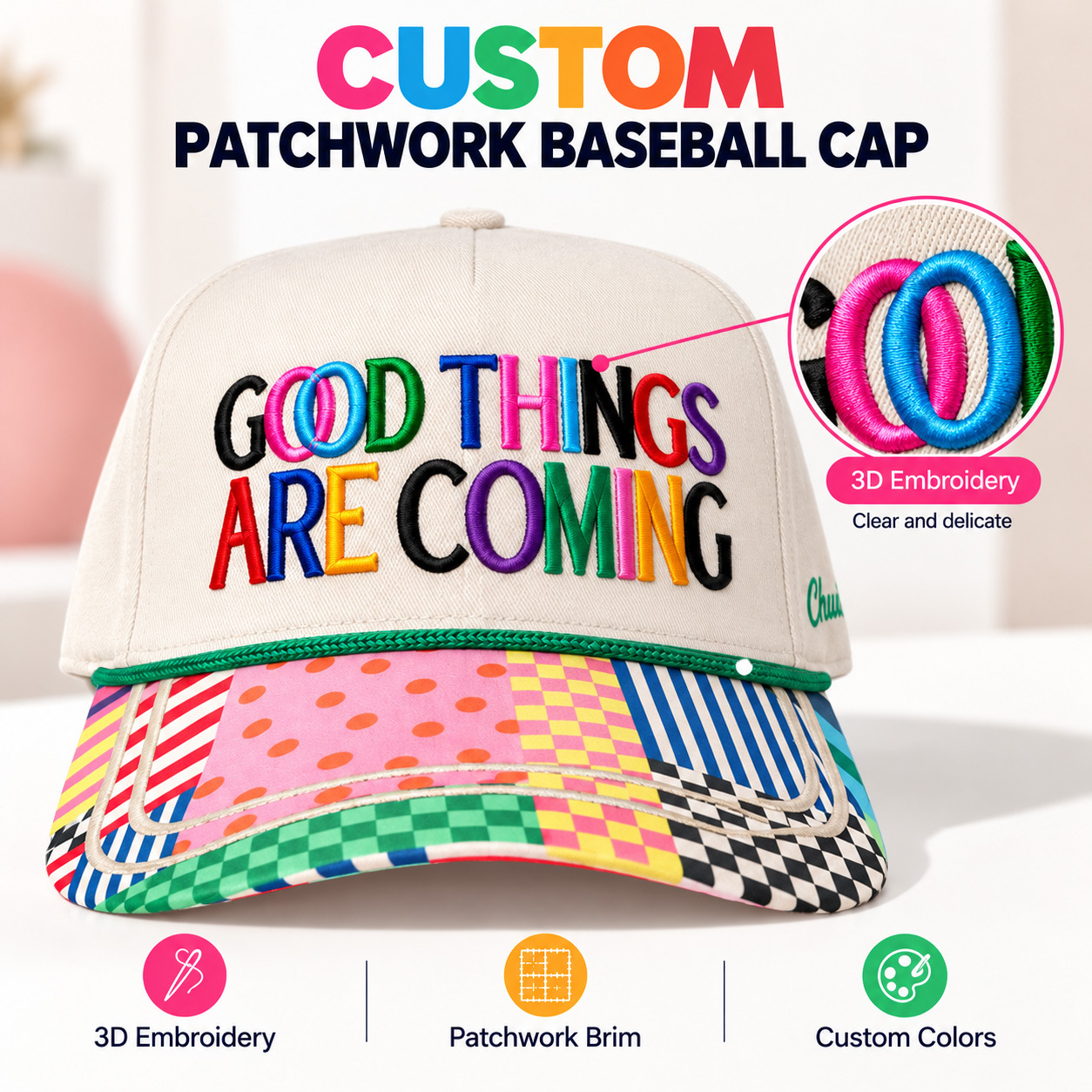 Farbblock Snapback Cap aus Baumwolle 2