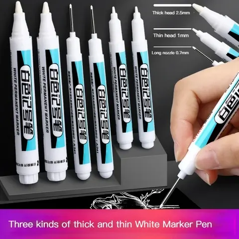Weißes Permanentmarker-Set 0,7 mm Tieflochmarker