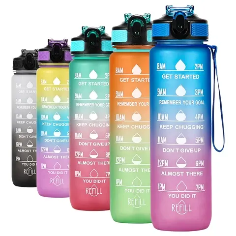 Transparente Kunststoff Trinkflasche 1000ml mit Skala