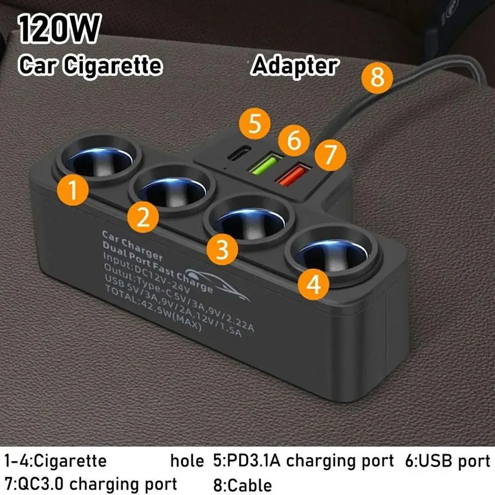 120W USB-Autoladeadapter mit Dual-Buchse 3