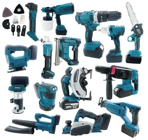 15-teiliges Akku-Werkzeug-Set mit Bohrhammer