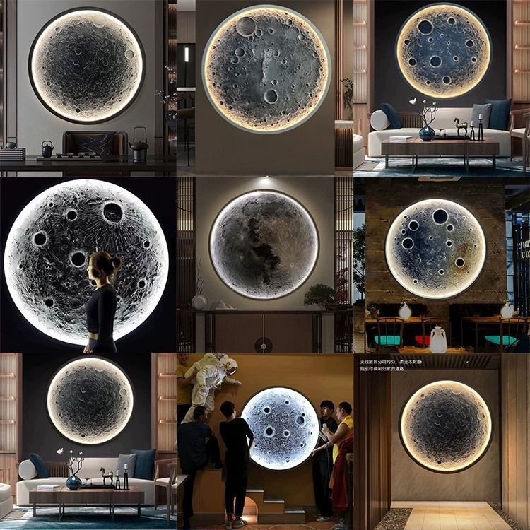 3D-Relief Mond Wandlampe Wohnzimmer 4
