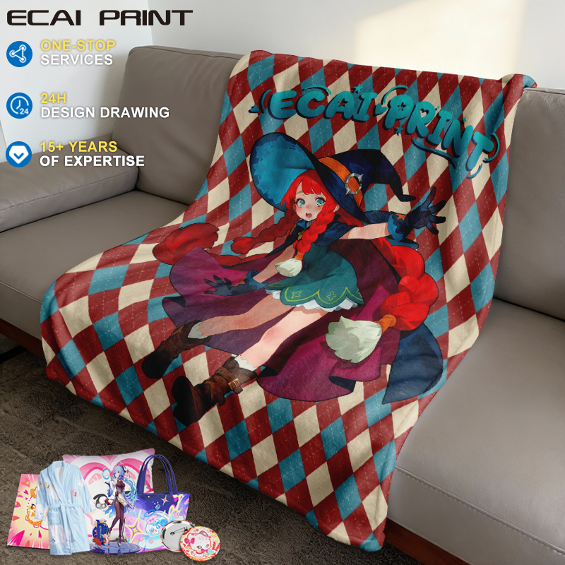 Atmungsaktive Anime-Fleecedecke mit Druck