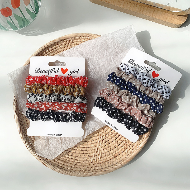 Bunte Satin Haargummis 5er Set 3