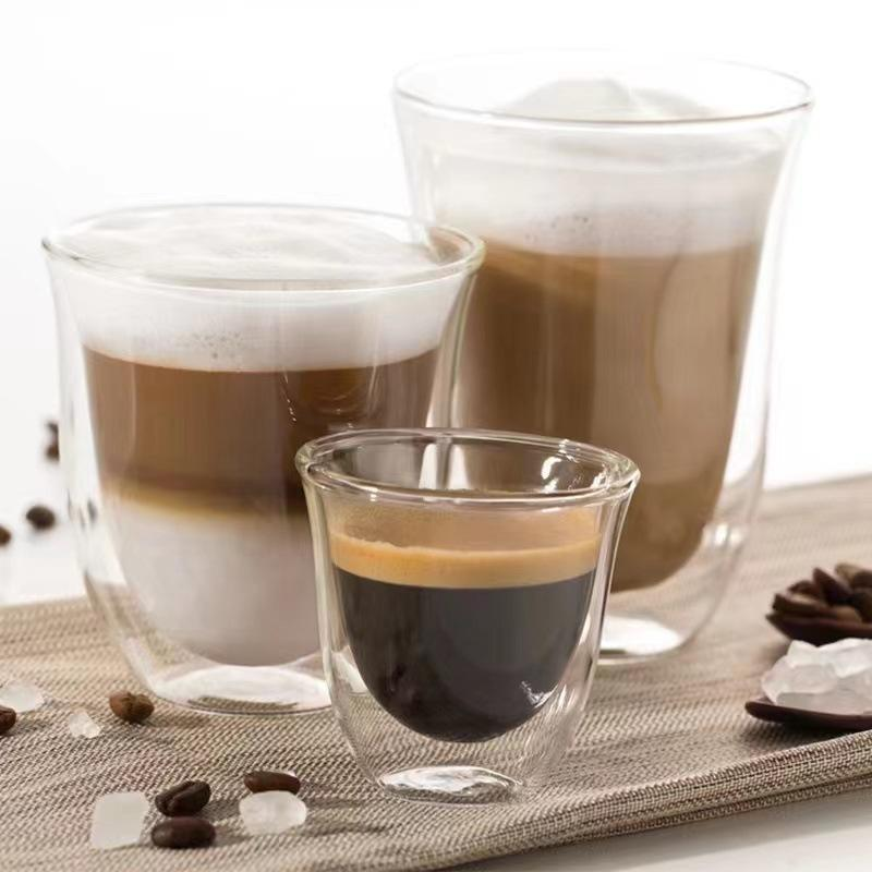 Doppelwandige Glas-Kaffeetasse, spülmaschinenfest, 240ml 2