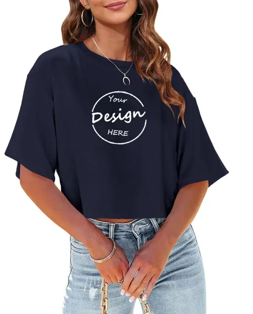 Oversized Halbarm Crop Top für Damen 3