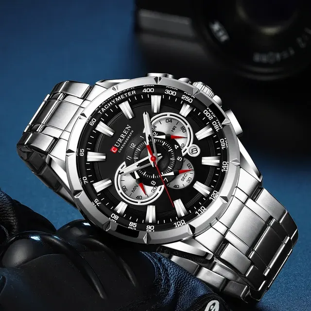 Großes Chronographen-Herrenuhr mit Edelstahlband 3