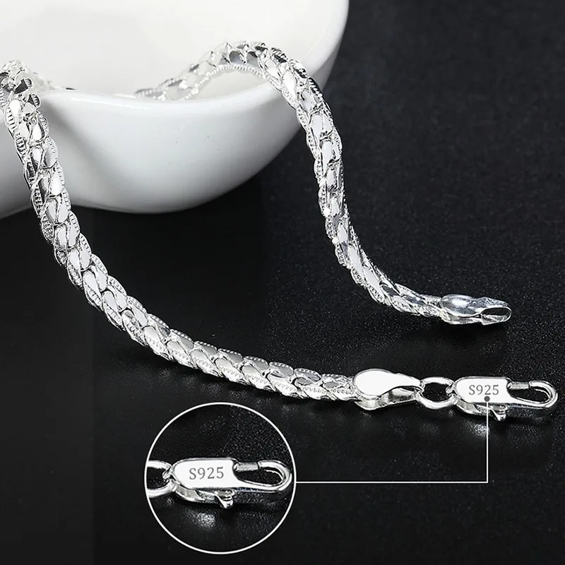 Massives Sterlingsilber-Armband mit Quadratkette 3