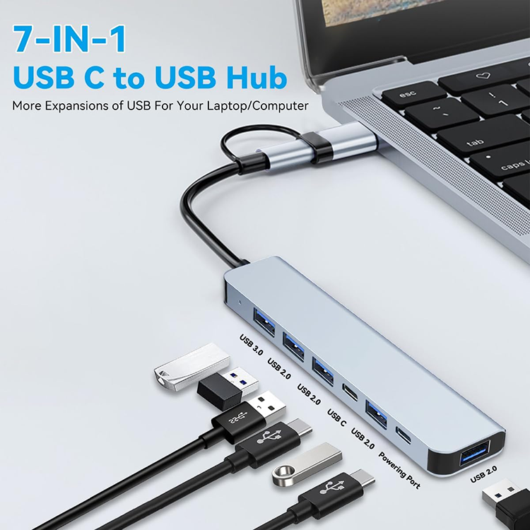 7-in-1 USB-C Adapter-Dockingstation für Laptops 3
