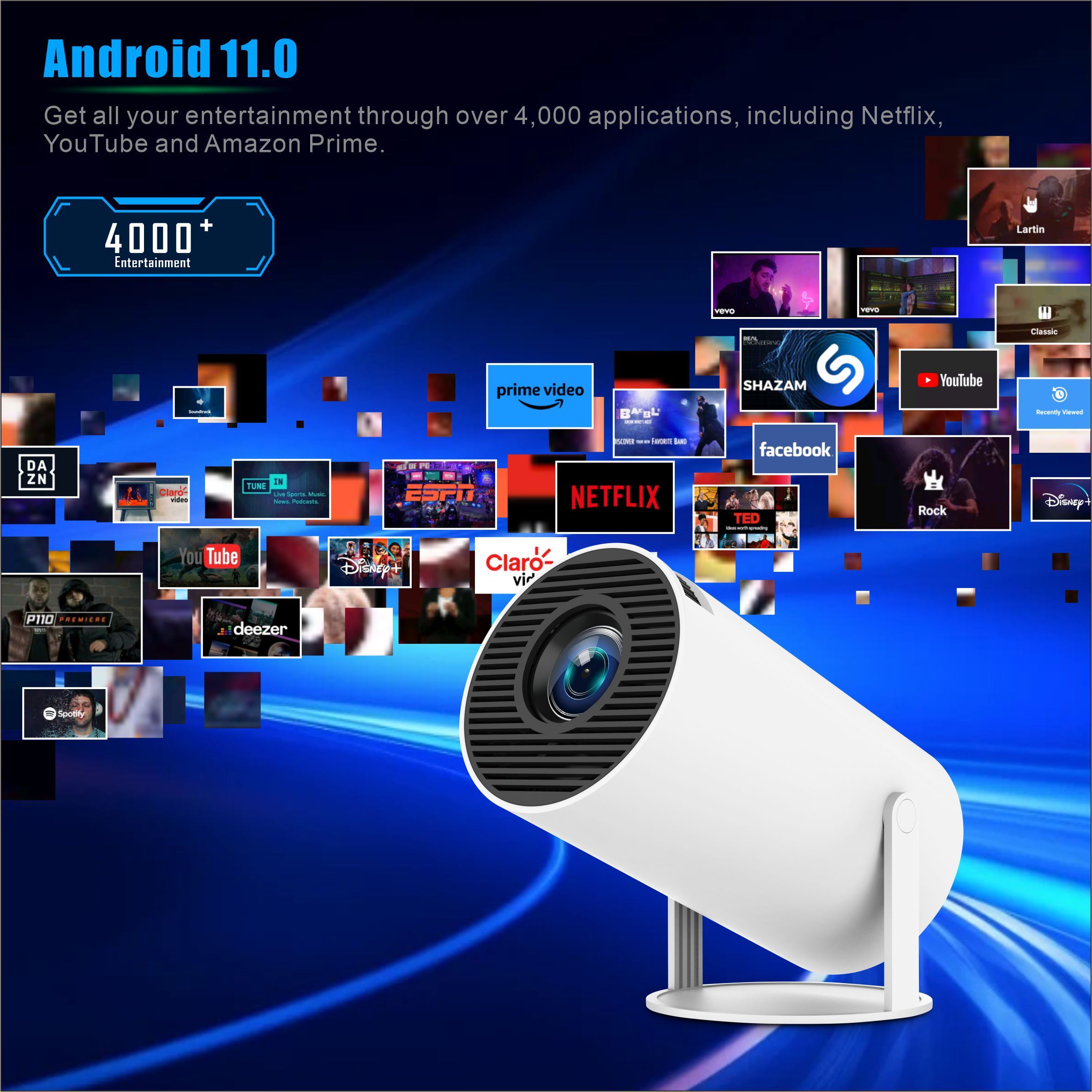 Tragbarer Mini-Beamer für Heimkino mit Android