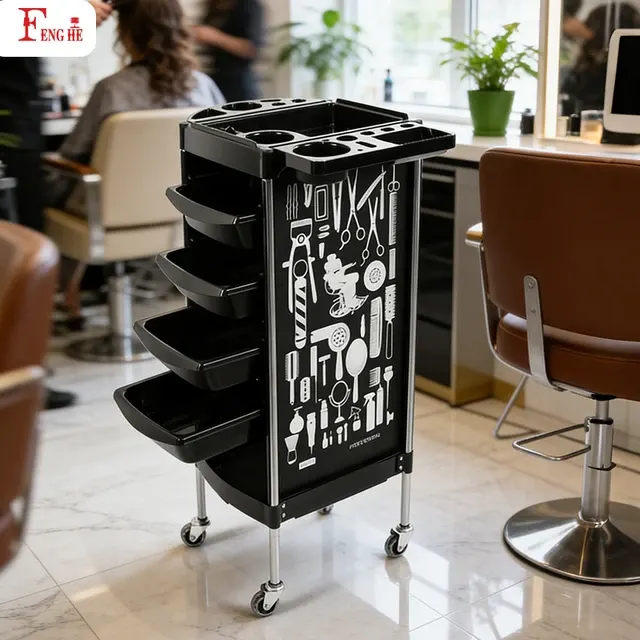 Mehrfarbiger Beauty-Rollwagen für Friseure 3