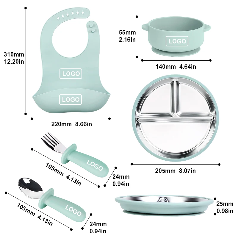 Silikon Babygeschirr Set 9-teilig BPA-frei 2
