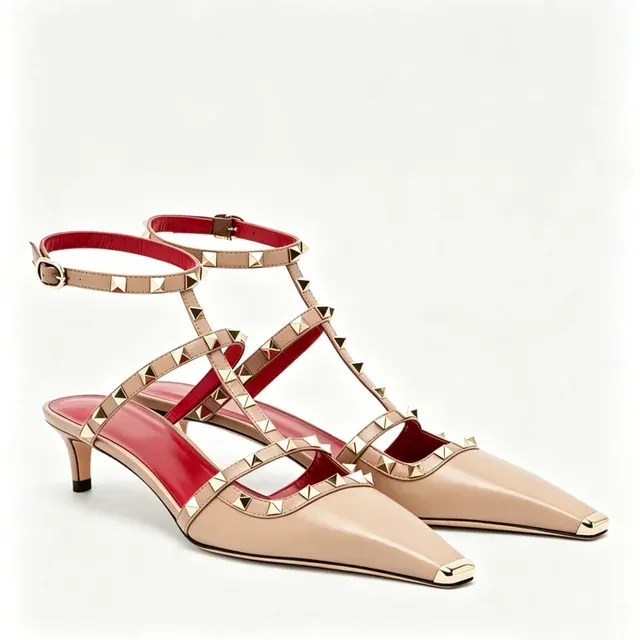 Nieten-Sandalen mit Blockabsatz 3