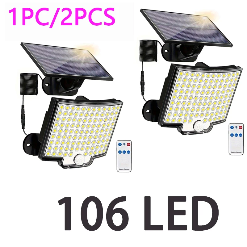 106 LED Solar-Bewegungsmelder-Wandfluter