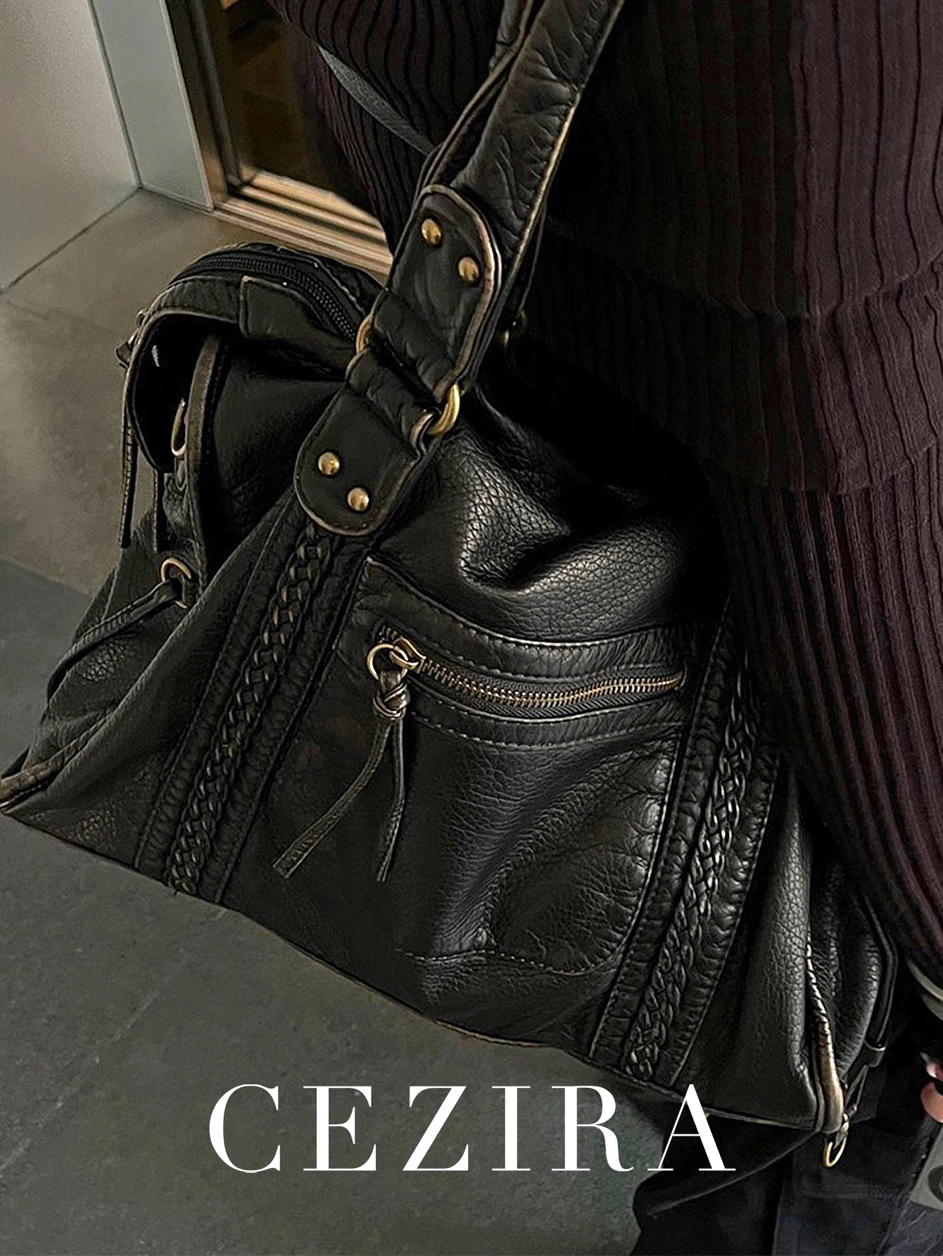 Kunstleder-Schultertasche