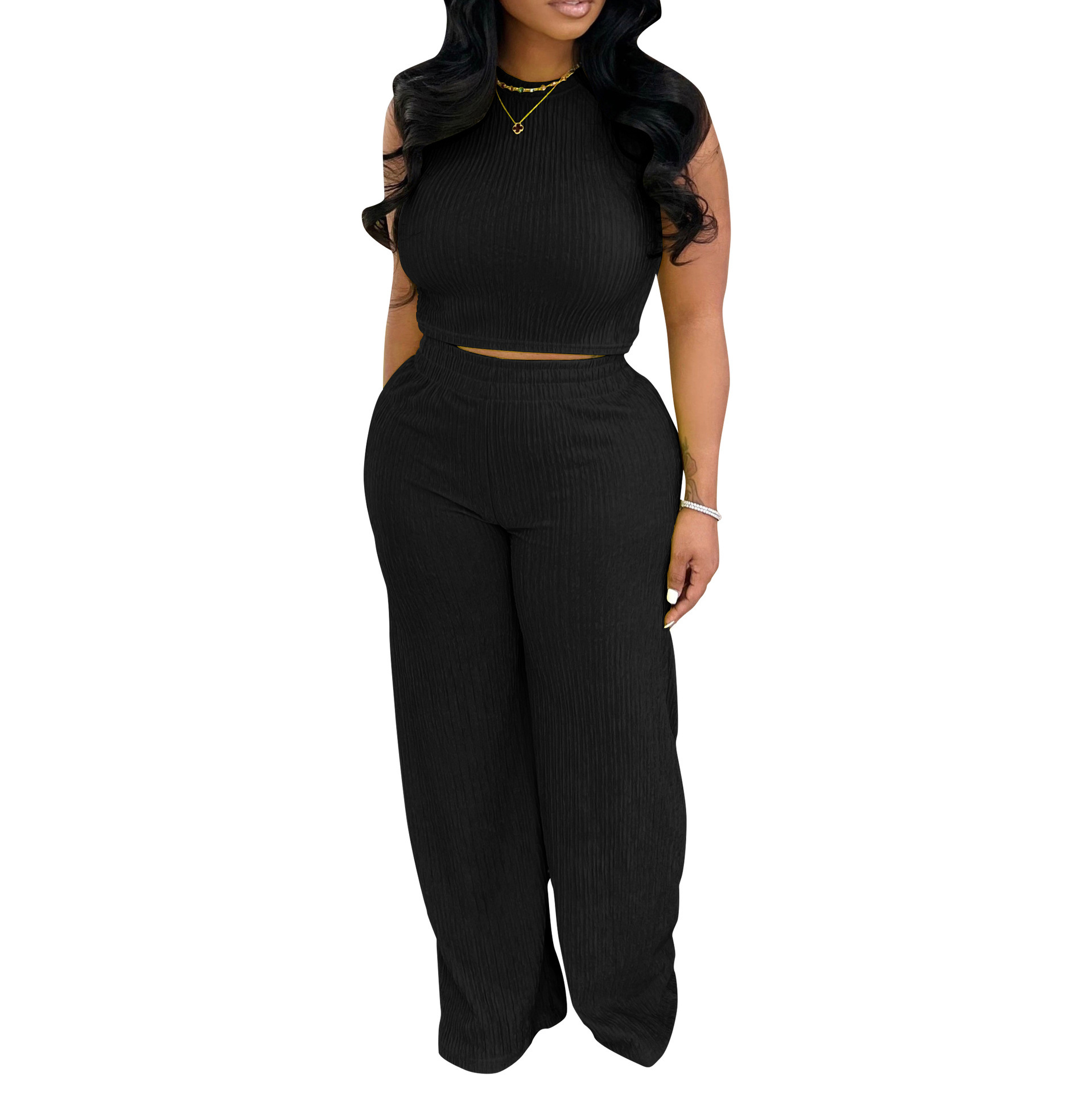 Damen-Neckholder-Top mit Weitem Hosen-Set 2