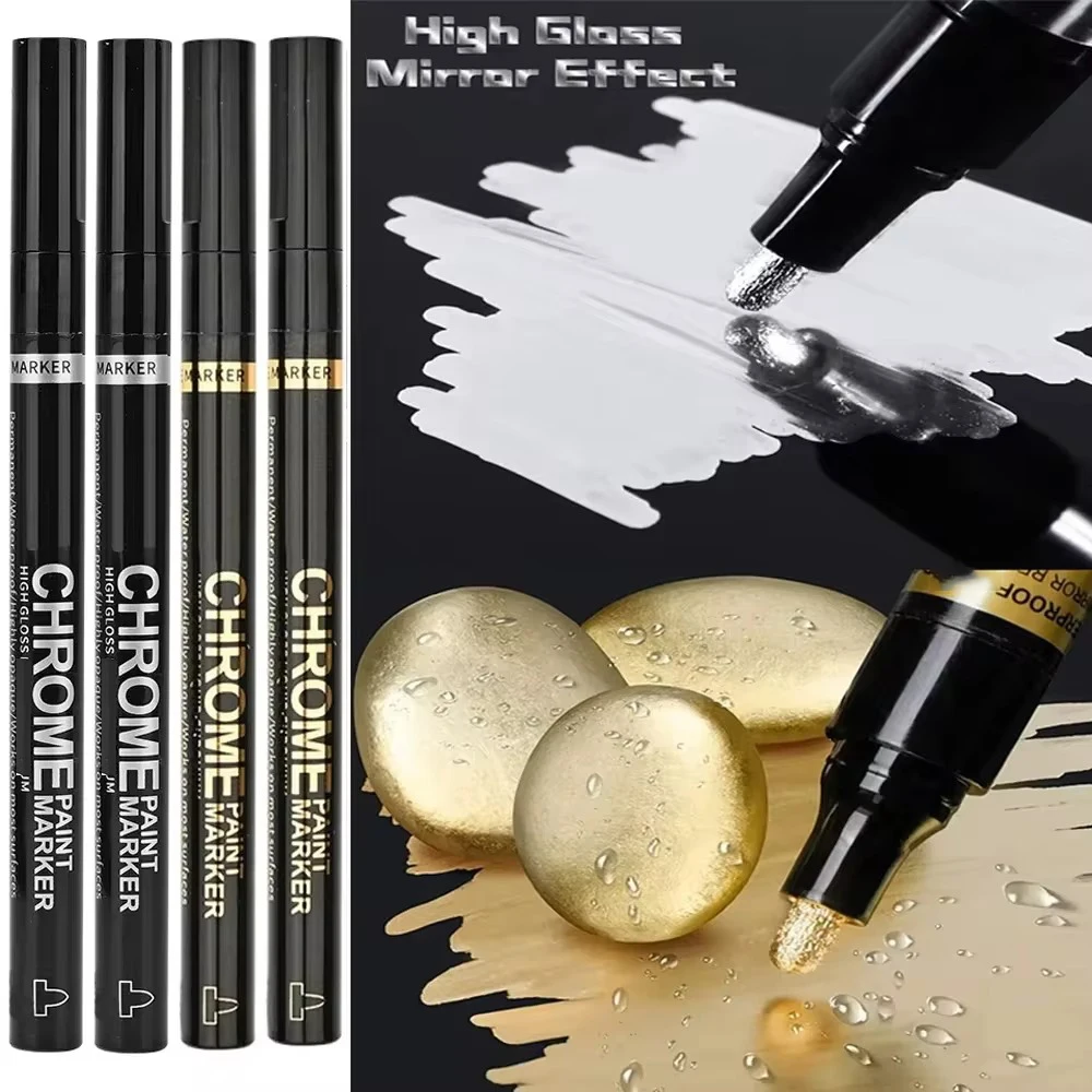 Wasserfester Chrom-Marker in Gold und Silber 2