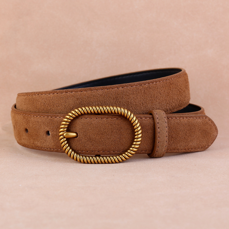 Eleganter Wildleder-Gürtel mit Goldschnalle 3