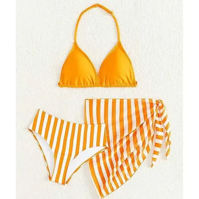 Dreiteiliges nahtloses High-Rise Bikini-Set 2
