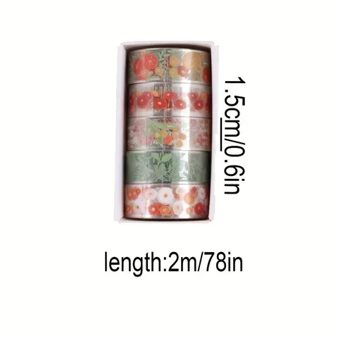 Vintage-Blumen-Washi-Tape im 5er-Set