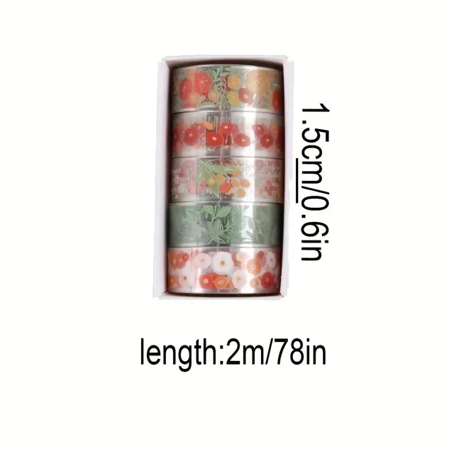 Vintage-Blumen-Washi-Tape im 5er-Set 1