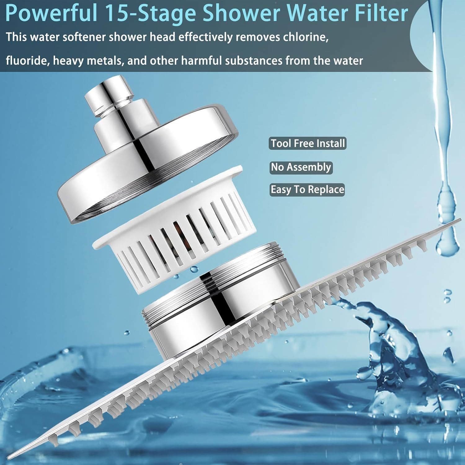 Edelstahl Regenduschkopf mit Wasserfilter 2
