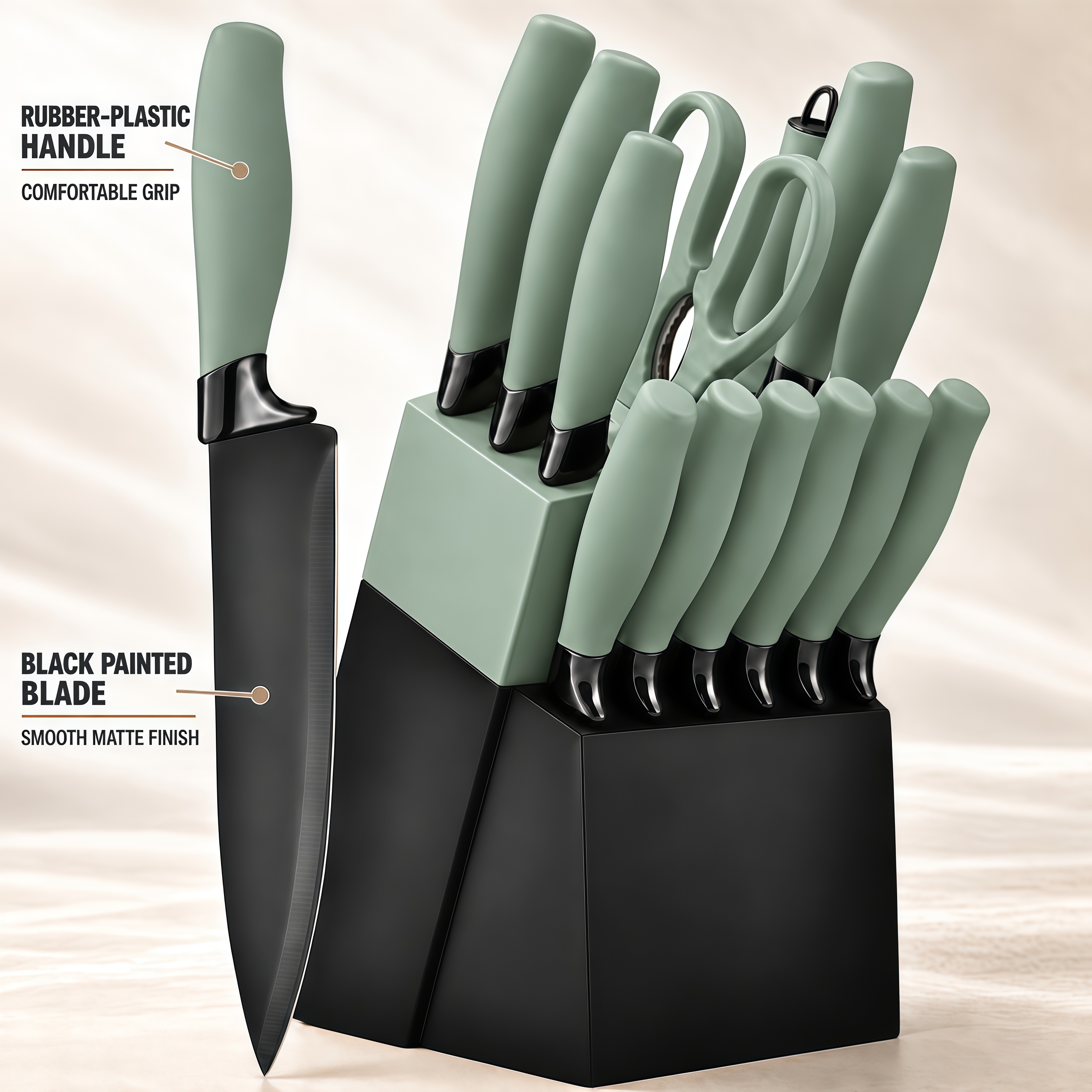 Japanisches Küchenmesser-Set mit Messerblock 4